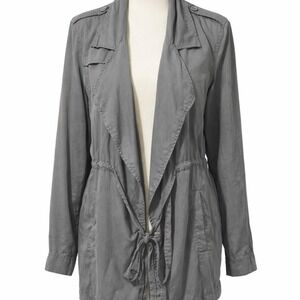 Hinge Grey Utility Jacket Cinch Waist‎ Lightweight Coat Size Medium Lyocell